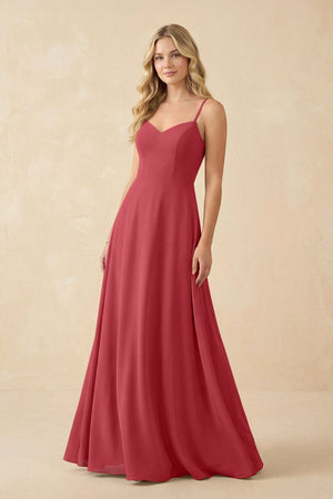 A-Line Chiffon Spaghetti Strap Bridesmaid Dress in Merlot - SHE IS ME BRIDESMAID DRESSES