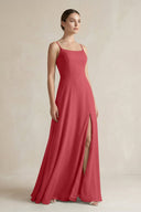 A - Line Chiffon Spaghetti Strap Bridesmaid Dress in Merlot - SHE IS ME Bridesmaid Dresses