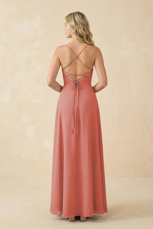 A-Line Chiffon Spaghetti Strap Bridesmaid Dress in Mulberry - SHE IS ME BRIDESMAID DRESSES