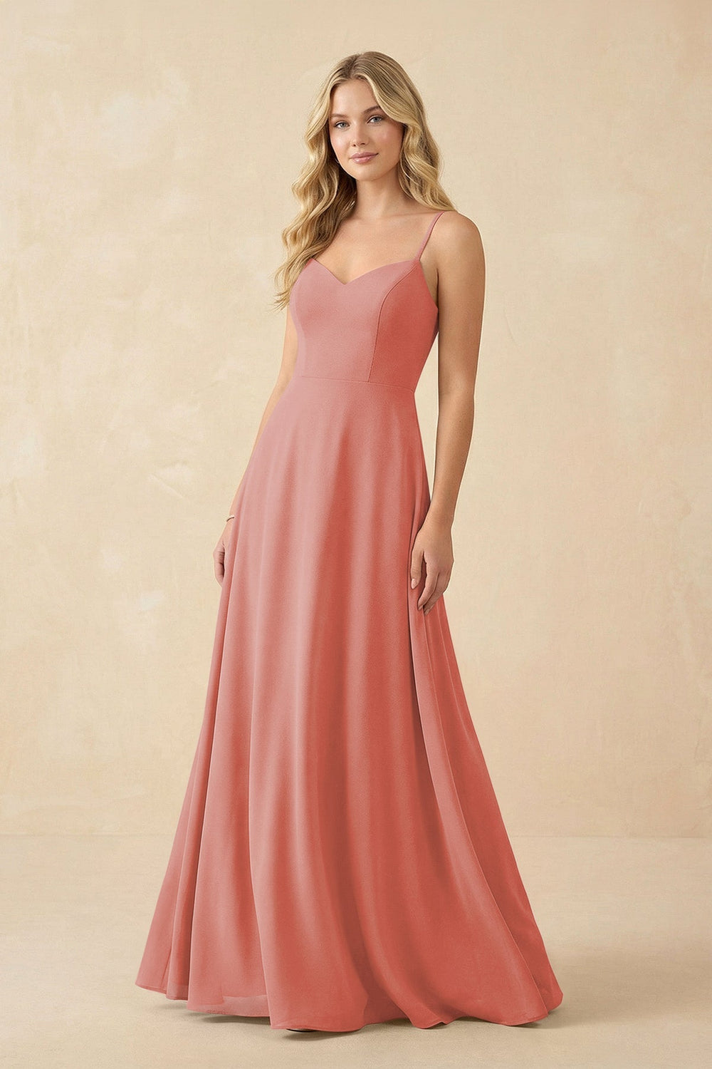 A-Line Chiffon Spaghetti Strap Bridesmaid Dress in Mulberry - KISS BRIDAL BRIDESMAID DRESSES