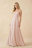 A-Line Chiffon Spaghetti Strap Bridesmaid Dress in Pale Blush - SHE IS ME BRIDESMAID DRESSES