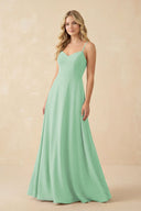 A-Line Chiffon Spaghetti Strap Bridesmaid Dress in Pale Pistachio - SHE IS ME BRIDESMAID DRESSES