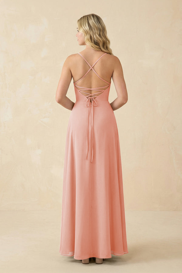 A-Line Chiffon Spaghetti Strap Bridesmaid Dress in Rose Petal - SHE IS ME BRIDESMAID DRESSES