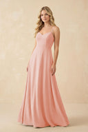 A-Line Chiffon Spaghetti Strap Bridesmaid Dress in Rose Petal - SHE IS ME BRIDESMAID DRESSES