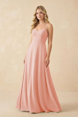 A-Line Chiffon Spaghetti Strap Bridesmaid Dress in Rose Petal - SHE IS ME BRIDESMAID DRESSES