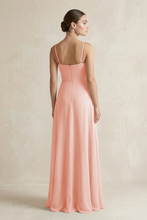 A - Line Chiffon Spaghetti Strap Bridesmaid Dress in Rose Petal - SHE IS ME Bridesmaid Dresses