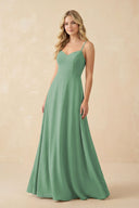 A-Line Chiffon Spaghetti Strap Bridesmaid Dress in Sea Glass - SHE IS ME BRIDESMAID DRESSES