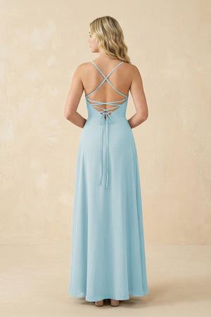 A-Line Chiffon Spaghetti Strap Bridesmaid Dress in Sky Blue - SHE IS ME BRIDESMAID DRESSES