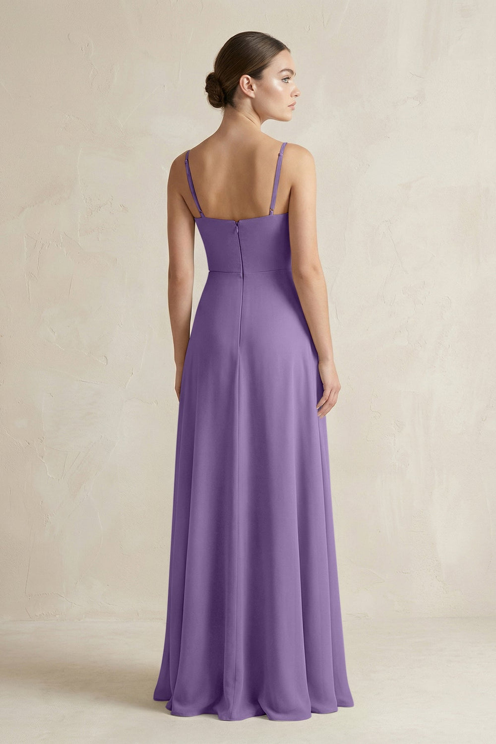 A - Line Chiffon Spaghetti Strap Bridesmaid Dress in Tahiti - SHE IS ME Bridesmaid Dresses