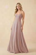 A-Line Chiffon Spaghetti Strap Bridesmaid Dress in Toffee - SHE IS ME BRIDESMAID DRESSES