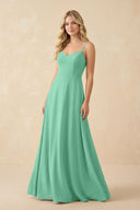 A-Line Chiffon Spaghetti Strap Bridesmaid Dress in Turquoise - SHE IS ME BRIDESMAID DRESSES