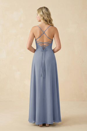 A-Line Chiffon Spaghetti Strap Bridesmaid Dress in Twilight - SHE IS ME BRIDESMAID DRESSES