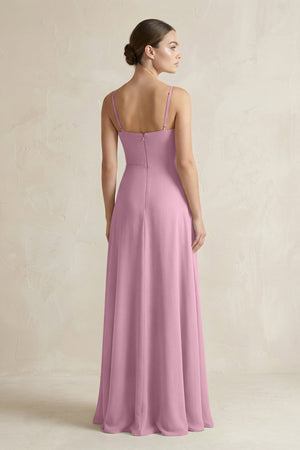 A - Line Chiffon Spaghetti Strap Bridesmaid Dress in Vintage Mauve - SHE IS ME Bridesmaid Dresses