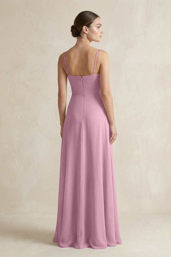 A - Line Chiffon Spaghetti Strap Bridesmaid Dress in Vintage Mauve - SHE IS ME Bridesmaid Dresses