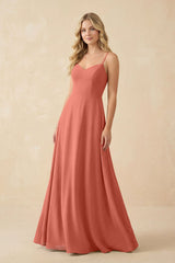 A-Line Chiffon Spaghetti Strap Bridesmaid Dress in Wild Rose - KISS BRIDAL BRIDESMAID DRESSES