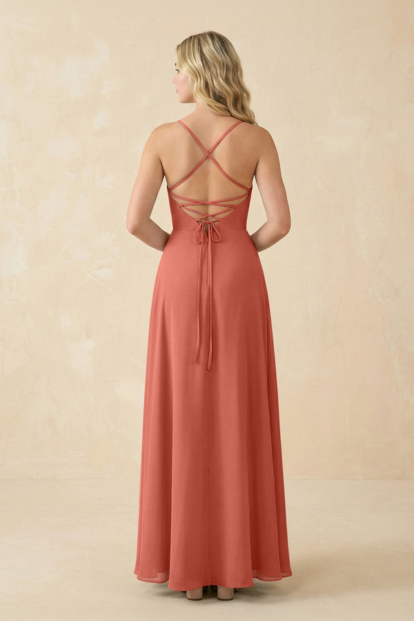 A-Line Chiffon Spaghetti Strap Bridesmaid Dress in Wild Rose - SHE IS ME BRIDESMAID DRESSES
