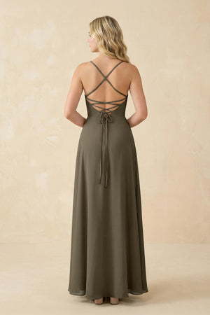 A-Line Chiffon Spaghetti Strap Bridesmaid Dress in Willow Green - SHE IS ME BRIDESMAID DRESSES
