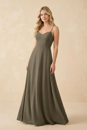 A-Line Chiffon Spaghetti Strap Bridesmaid Dress in Willow Green - SHE IS ME BRIDESMAID DRESSES