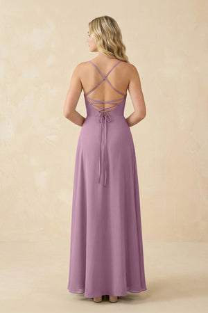 A-Line Chiffon Spaghetti Strap Bridesmaid Dress in Wisteria - SHE IS ME BRIDESMAID DRESSES