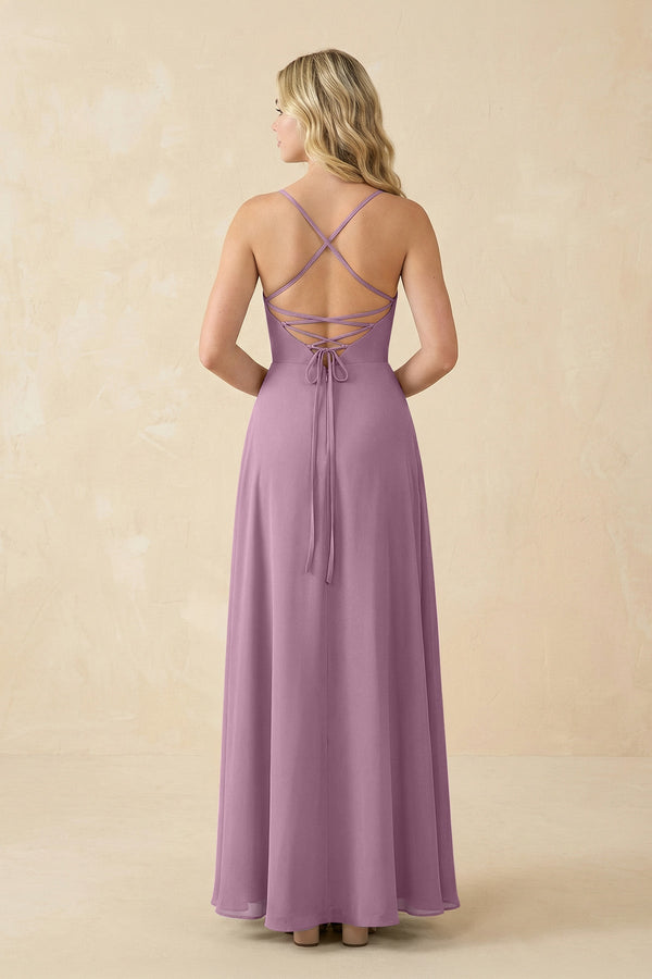 A-Line Chiffon Spaghetti Strap Bridesmaid Dress in Wisteria - SHE IS ME BRIDESMAID DRESSES