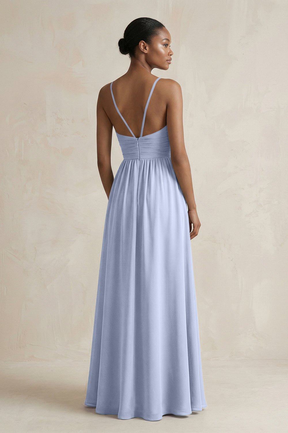 A-Line Halter Chiffon Ruched Bridesmaid Dress in Ice