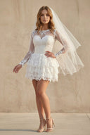 A Line Lace Open Back Wedding Dress in Diamond White - KISS BRIDAL Wedding Dresses