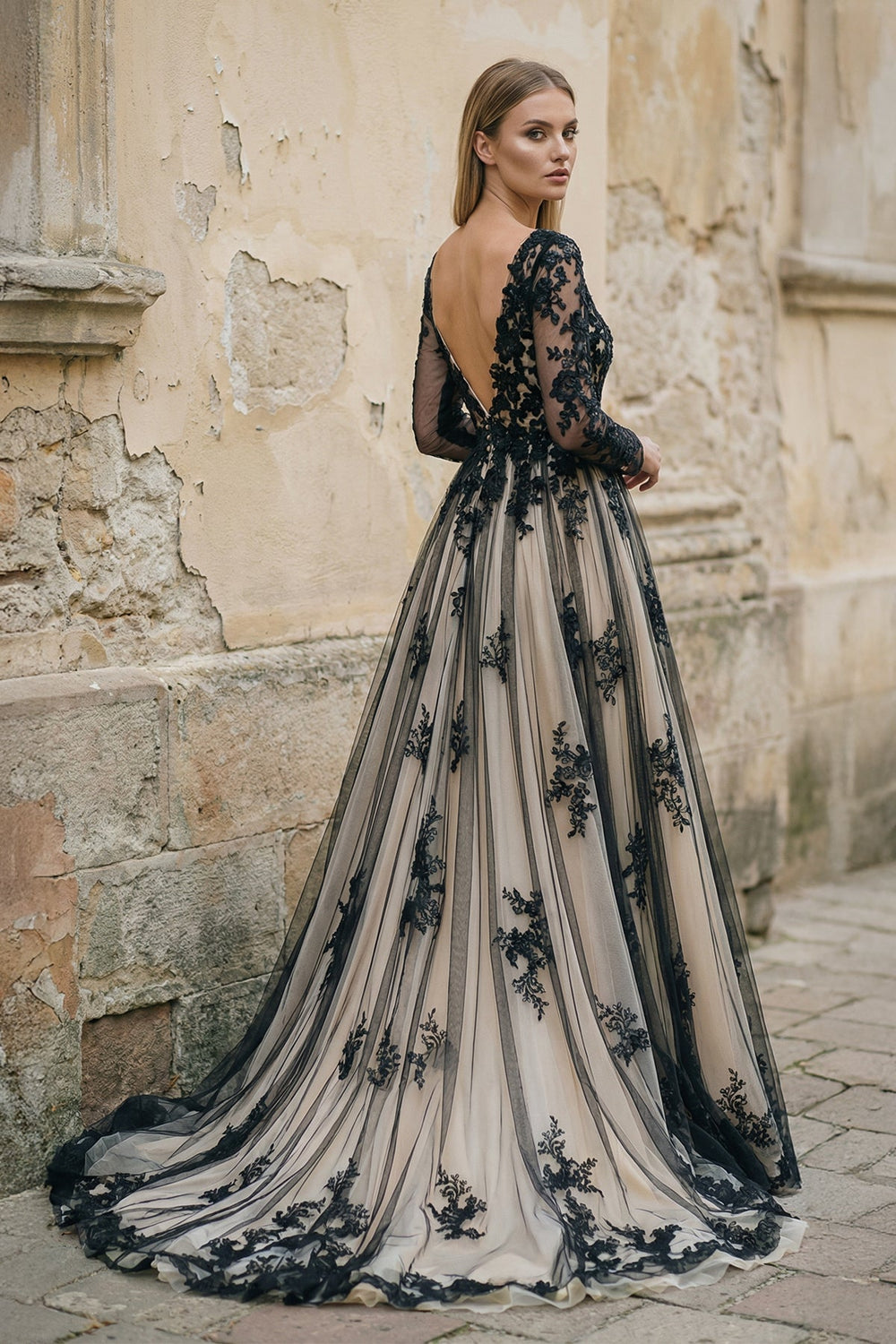 A Line Long Sleeves Lace Wedding Dress - SHE IS ME Wedding Dresses