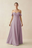 A-Line Off-the-Shoulder Chiffon Bridesmaid Dress in Dusk - SHE IS ME BRIDESMAID DRESSES