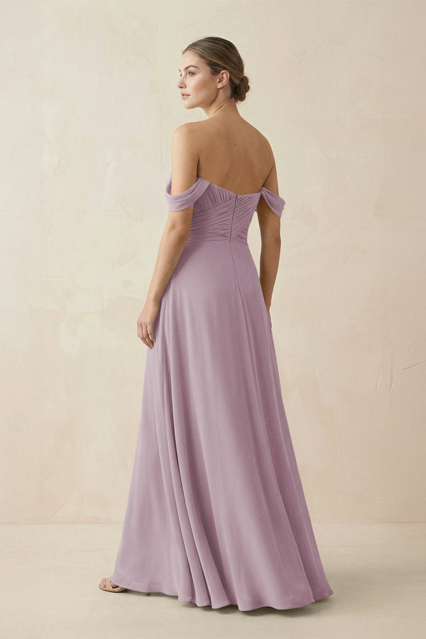 A-Line Off-the-Shoulder Chiffon Bridesmaid Dress in Dusk - SHE IS ME BRIDESMAID DRESSES