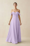 A-Line Off-the-Shoulder Chiffon Bridesmaid Dress in Lavender - SHE IS ME BRIDESMAID DRESSES