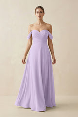 A-Line Off-the-Shoulder Chiffon Bridesmaid Dress in Lavender - KISS BRIDAL BRIDESMAID DRESSES