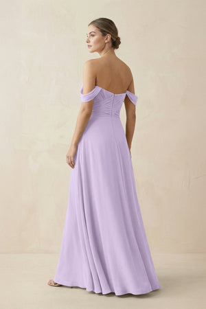 A-Line Off-the-Shoulder Chiffon Bridesmaid Dress in Lavender - SHE IS ME BRIDESMAID DRESSES