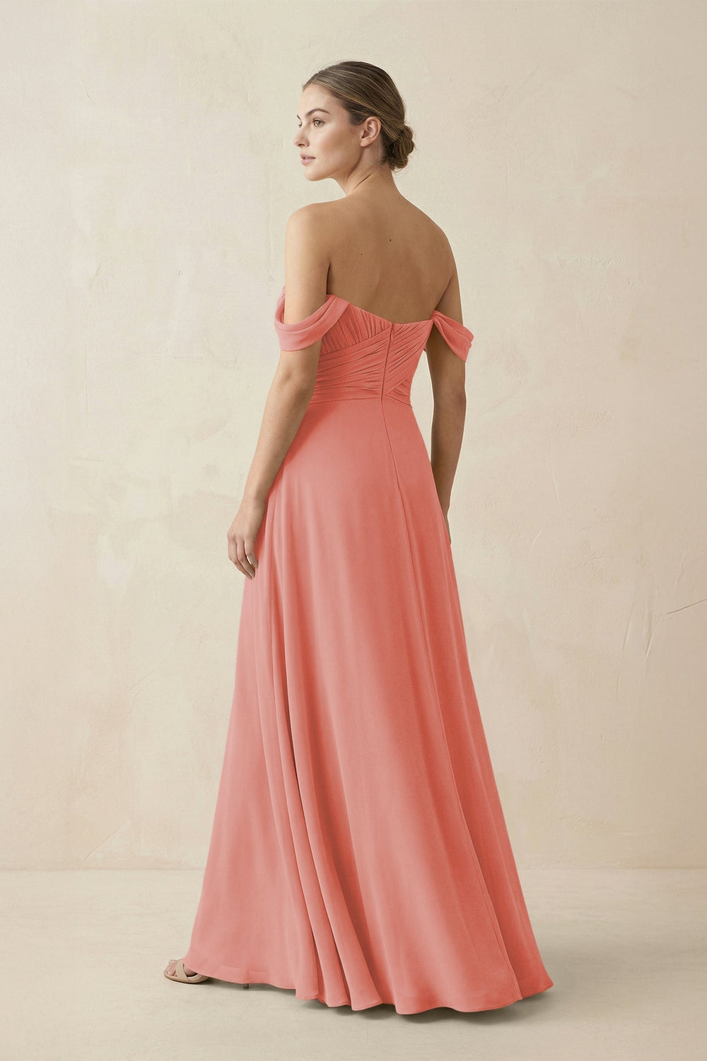 A-Line Off-the-Shoulder Chiffon Bridesmaid Dress in Mulberry - KISS BRIDAL BRIDESMAID DRESSES