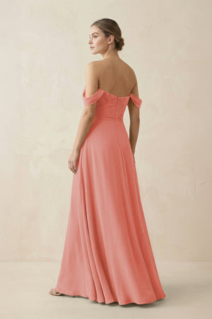 A-Line Off-the-Shoulder Chiffon Bridesmaid Dress in Mulberry - SHE IS ME BRIDESMAID DRESSES