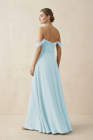 A-Line Off-the-Shoulder Chiffon Bridesmaid Dress in Sky Blue - SHE IS ME BRIDESMAID DRESSES