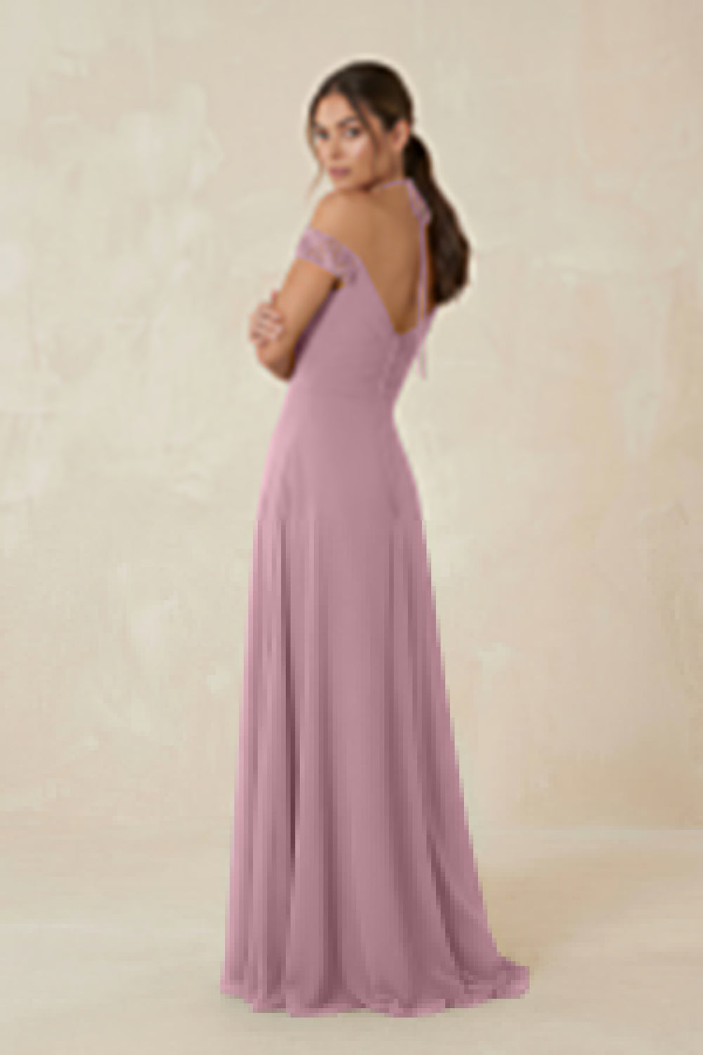 A-Line Off-the-Shoulder Chiffon Bridesmaid Dress in Vintage Mauve