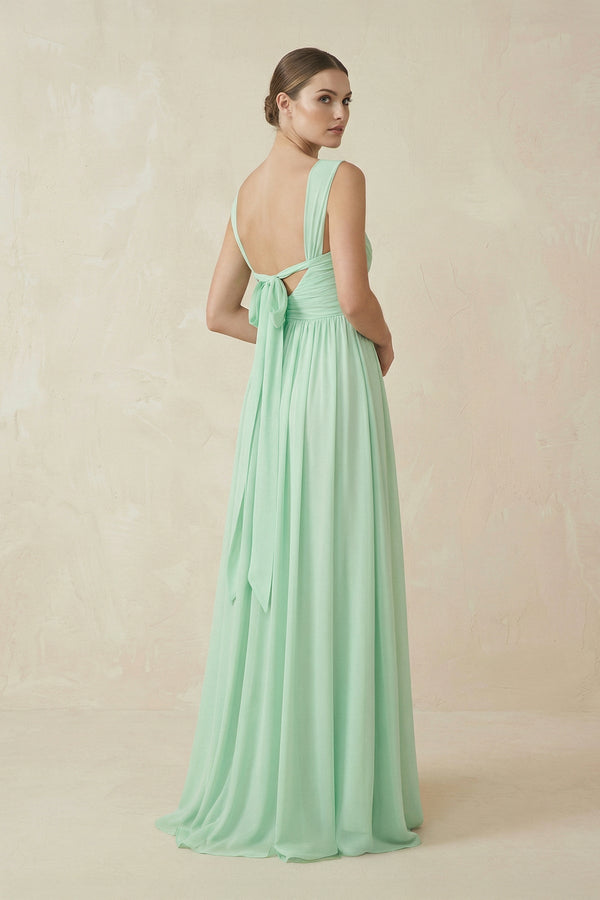 A - Line Pleated Chiffon Long Bridesmaid Dress - SHE IS ME Bridesmaid Dresses