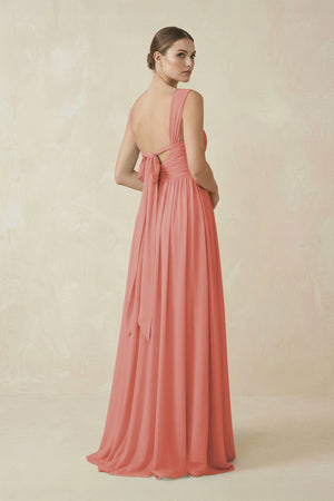 A - Line Pleated Chiffon Long Bridesmaid Dress in Mulberry - SHE IS ME Bridesmaid Dresses