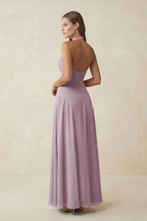 A-Line Pleated Chiffon V-Neck Bridesmaid Dress in Dusk - SHE IS ME BRIDESMAID DRESSES