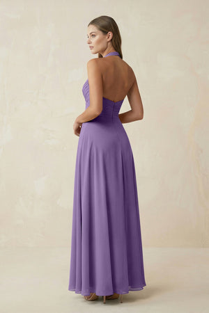 A-Line Pleated Chiffon V-Neck Bridesmaid Dress in Tahiti - SHE IS ME BRIDESMAID DRESSES
