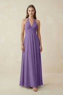 A-Line Pleated Chiffon V-Neck Bridesmaid Dress in Tahiti - SHE IS ME BRIDESMAID DRESSES