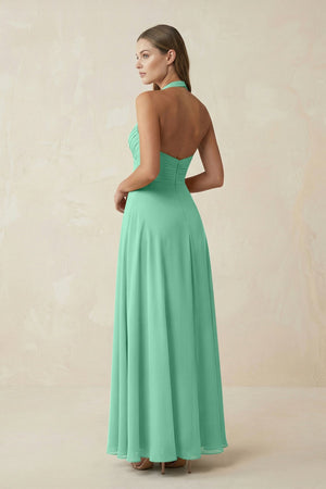 A-Line Pleated Chiffon V-Neck Bridesmaid Dress in Turquoise - SHE IS ME BRIDESMAID DRESSES