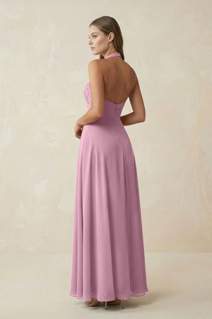 A-Line Pleated Chiffon V-Neck Bridesmaid Dress in Vintage Mauve - SHE IS ME BRIDESMAID DRESSES