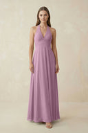 A-Line Pleated Chiffon V-Neck Bridesmaid Dress in Wisteria - SHE IS ME BRIDESMAID DRESSES