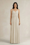 A - Line Pleated Spaghetti Strap Chiffon Bridesmaid Dress in Dove Gray - SHE IS ME Bridesmaid Dresses