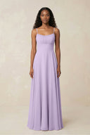 A - Line Ruched Chiffon Spaghetti Strap Bridesmaid Dress in Lavender - SHE IS ME Bridesmaid Dresses