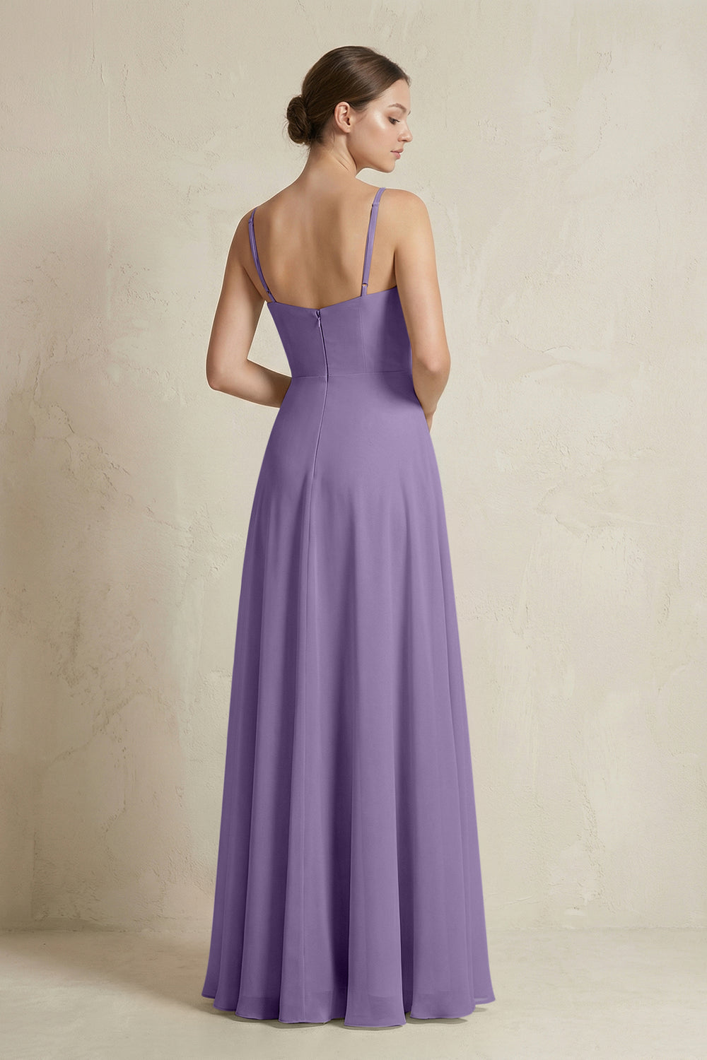 A-Line Ruffled Spaghetti Strap Chiffon Bridesmaid Dress in Tahiti