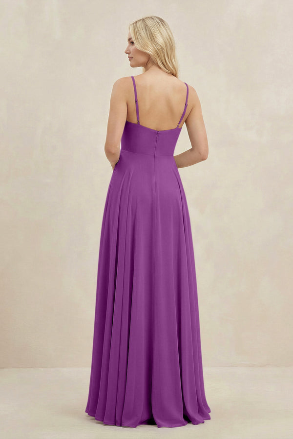 A-Line Spaghetti Strap Chiffon Bridesmaid Dress in Amethyst - SHE IS ME BRIDESMAID DRESSES