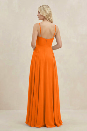 A-Line Spaghetti Strap Chiffon Bridesmaid Dress in Cinnamon - SHE IS ME BRIDESMAID DRESSES