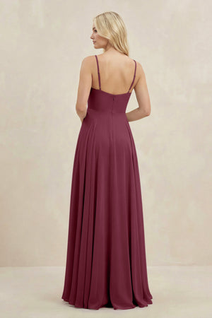 A-Line Spaghetti Strap Chiffon Bridesmaid Dress in Desert Rose (2) | KISSBRIDAL